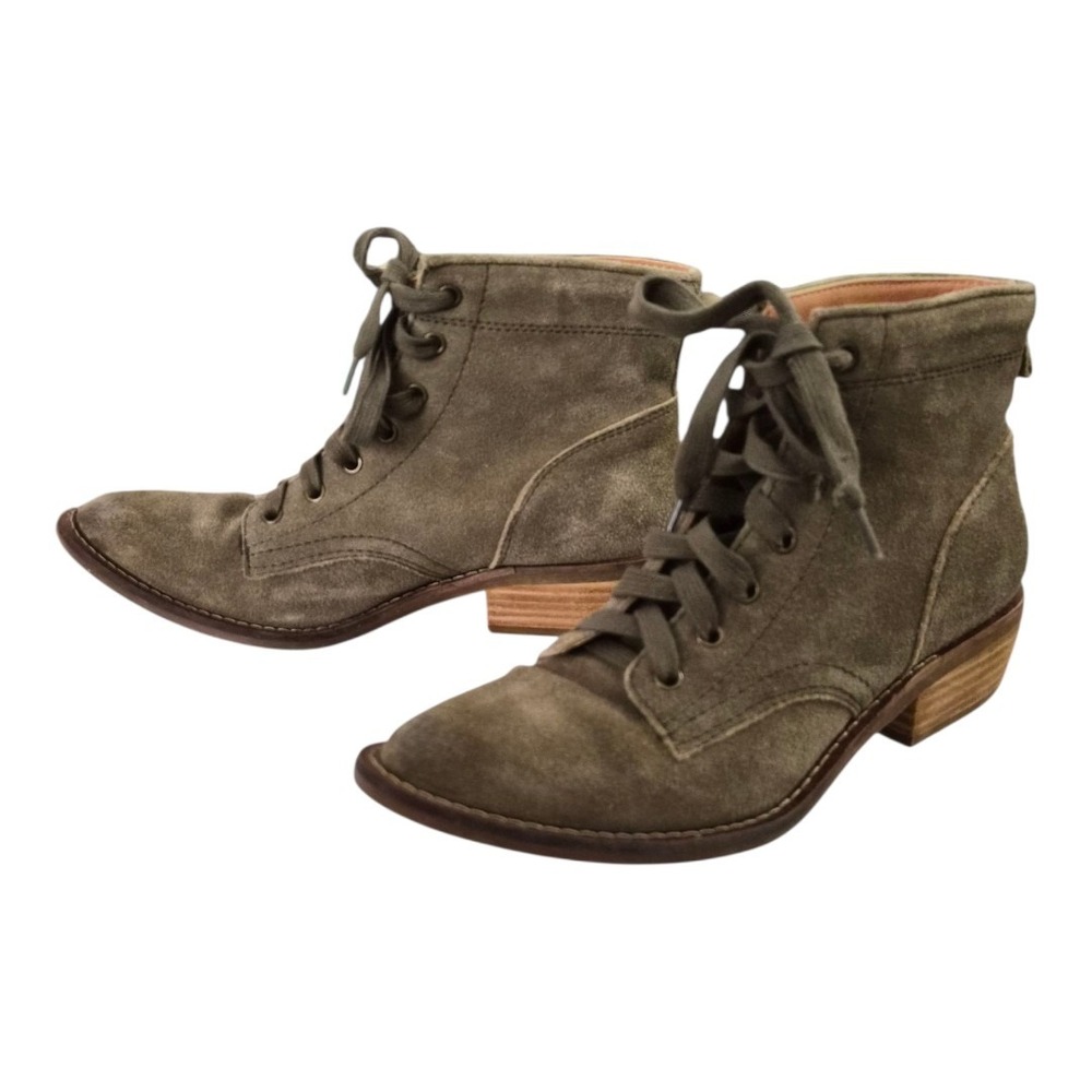 Dingo Green Acres Ankle Boots Women's Size 6.5M Natural Green Suede Booties
